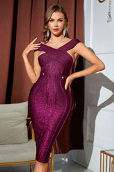Robe bandage à paillettes et dos nu croisé